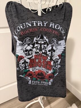 🫐2for $20🫐A17 Country Rock Graphic Tee - New Black Seven